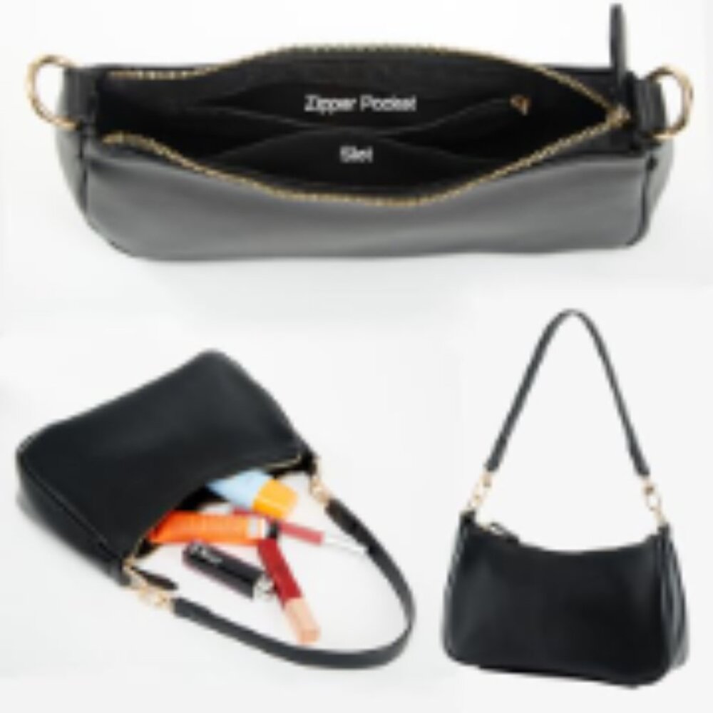 PU Leather Tote with Removable Straps, Zipper Closure Crossbody Bag - Picture 4 of 7